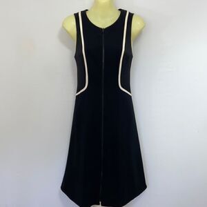 Rag & Bone Dress “Andrea” Zip Front Midnight Blue White Accent Sz 2 NWOT!